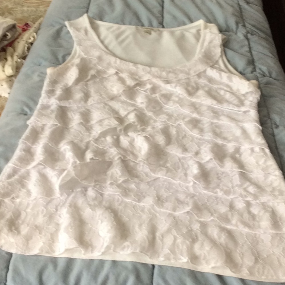 White Layered Ruffled Blouse - Picture 3 of 3